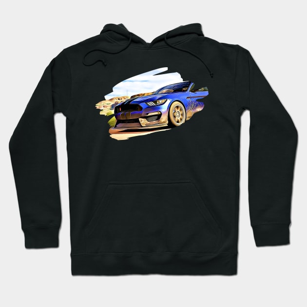 Mustang GT500 Action Art Print Hoodie by Auto-Prints